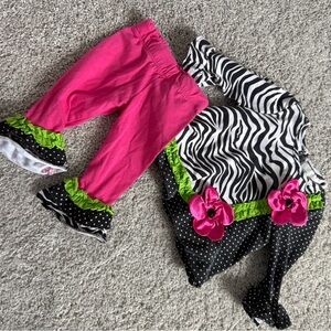 Rare Editions Zebra Print Ensemble with Bright Accents